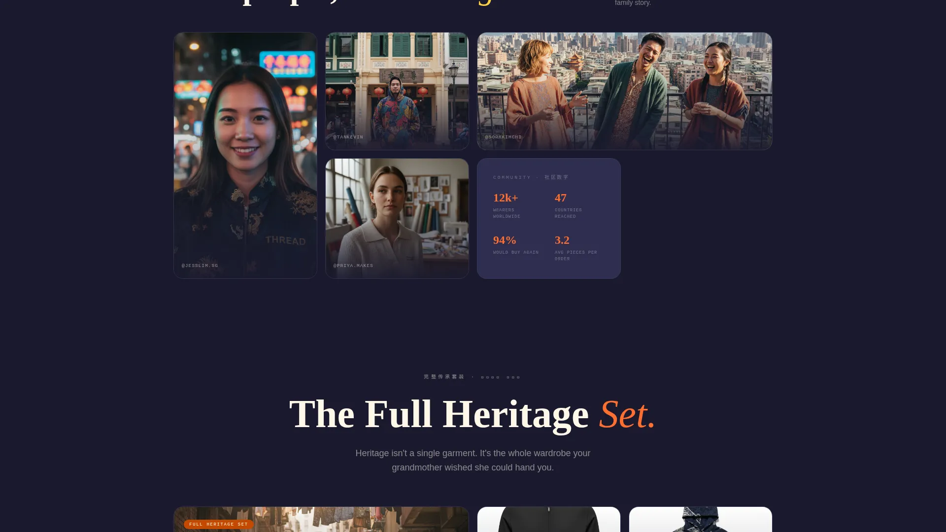 Bold Heritage Landing Page for Asian-Owned Clothing Brands