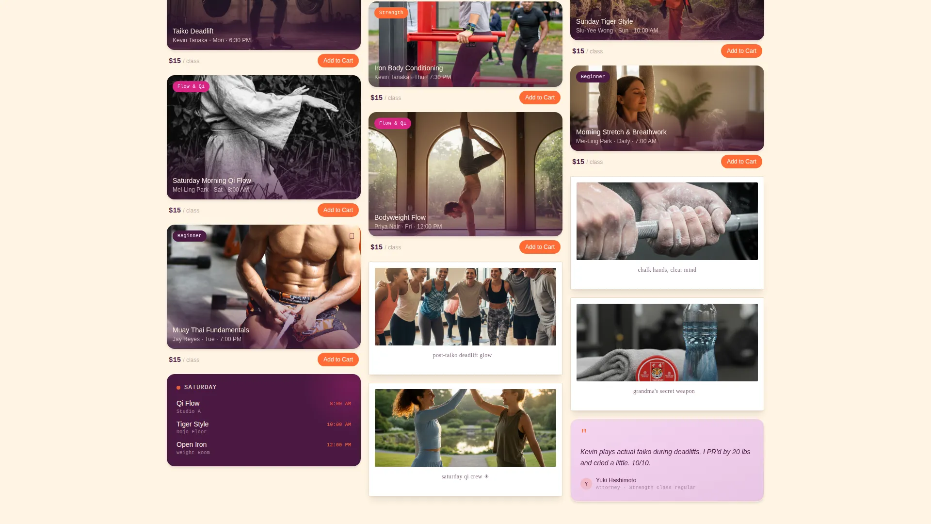 Vibrant Fitness Landing Page for Asian-Owned Studios