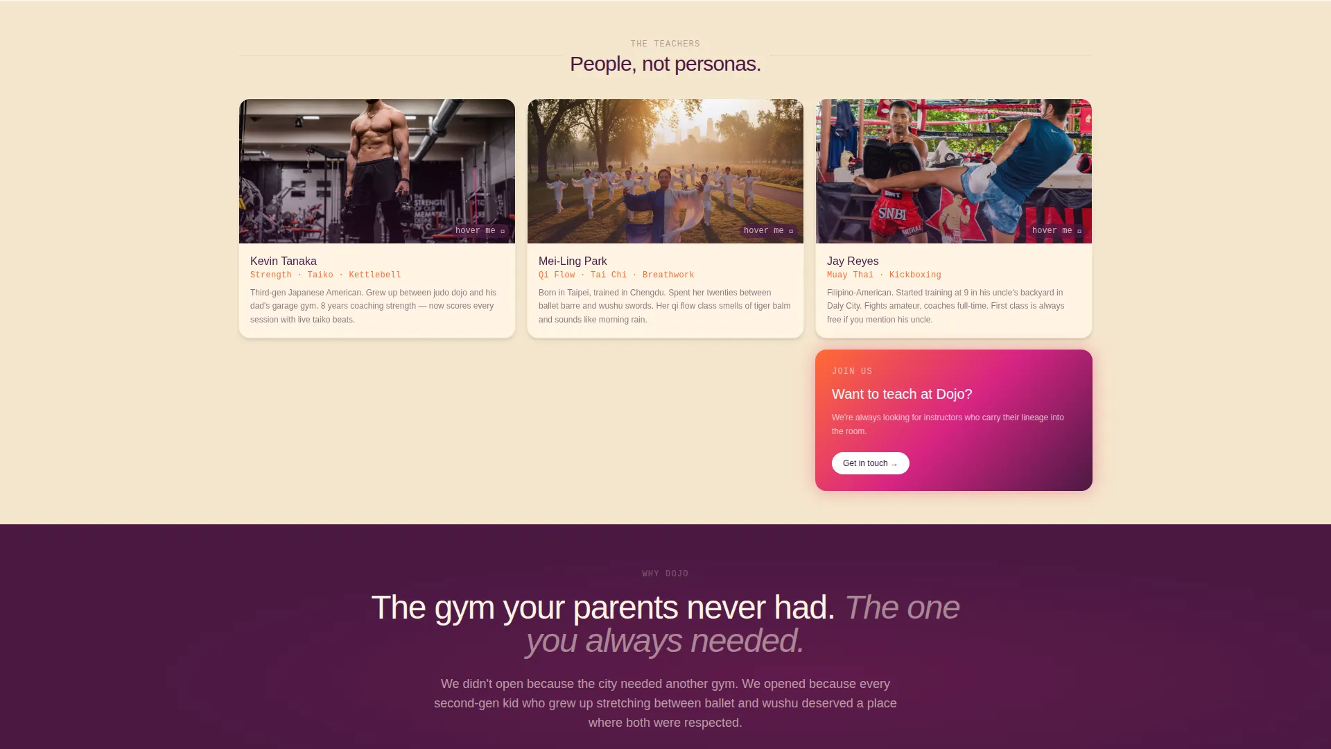 Vibrant Fitness Landing Page for Asian-Owned Studios