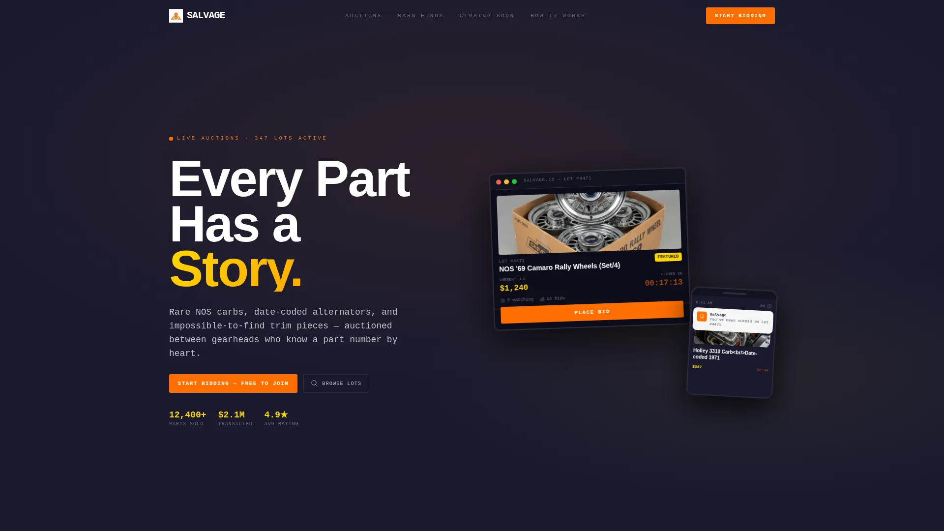 Auto Parts Auction Landing Page Template