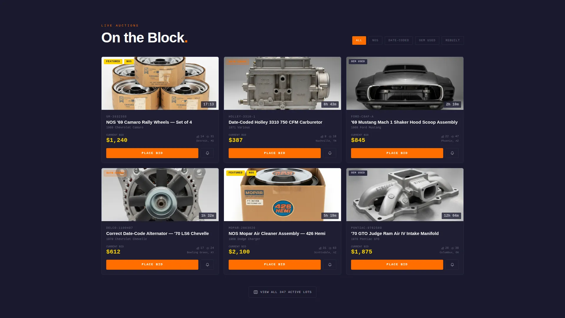 Auto Parts Auction Landing Page Template