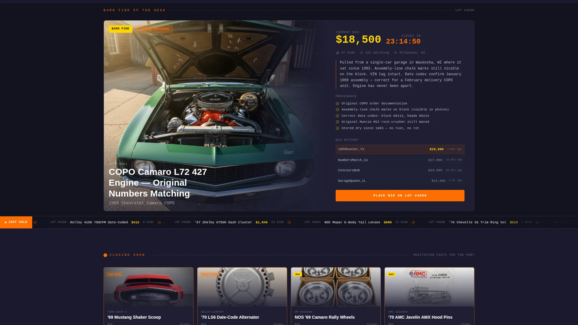 Auto Parts Auction Landing Page Template