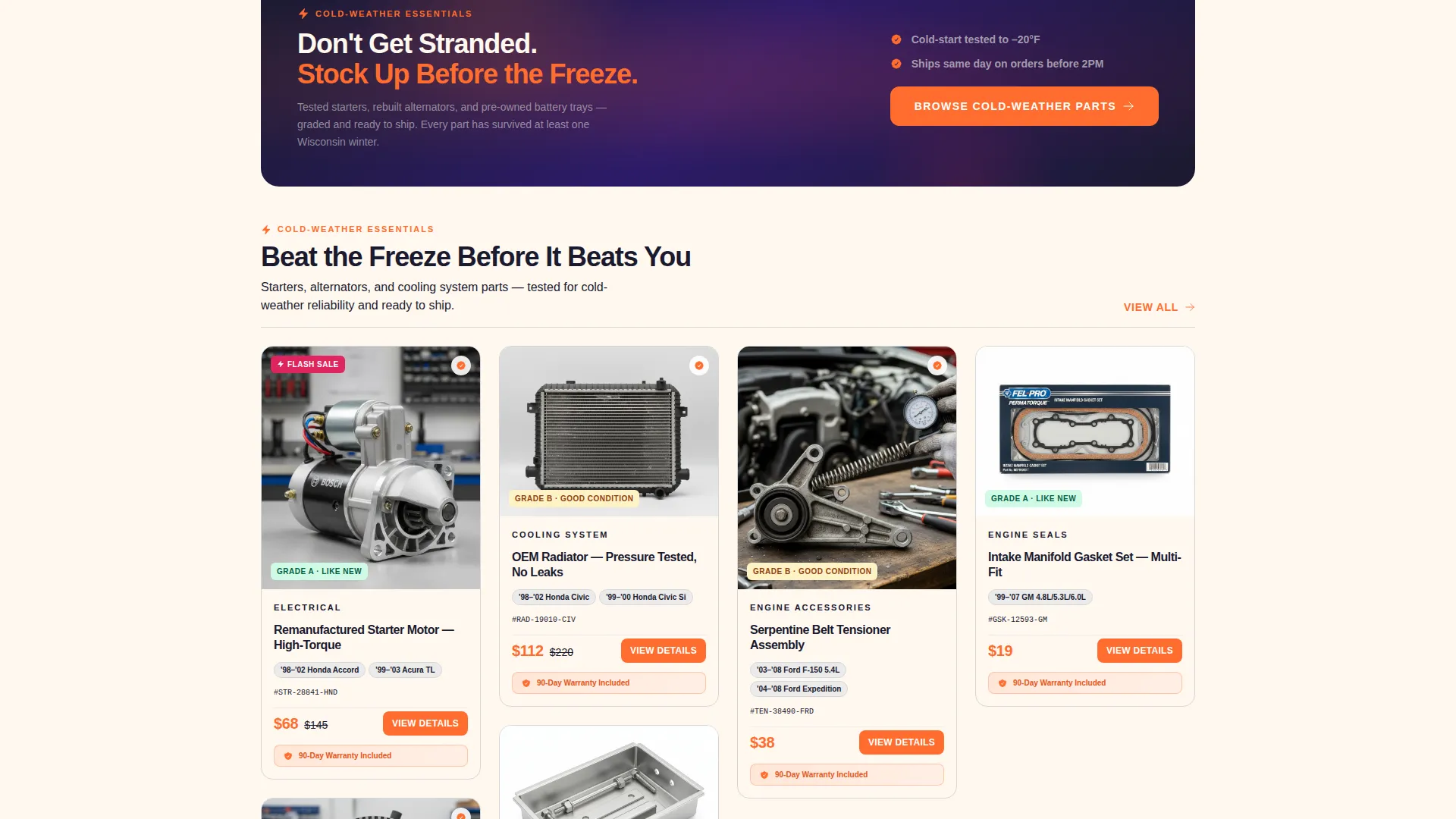 Used Auto Parts Masonry Landing Page Template