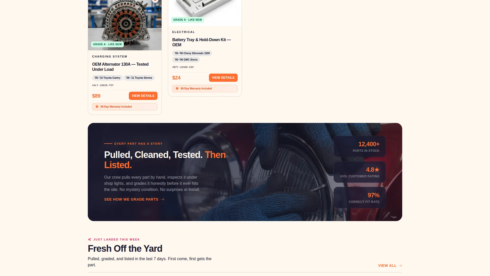 Used Auto Parts Masonry Landing Page Template