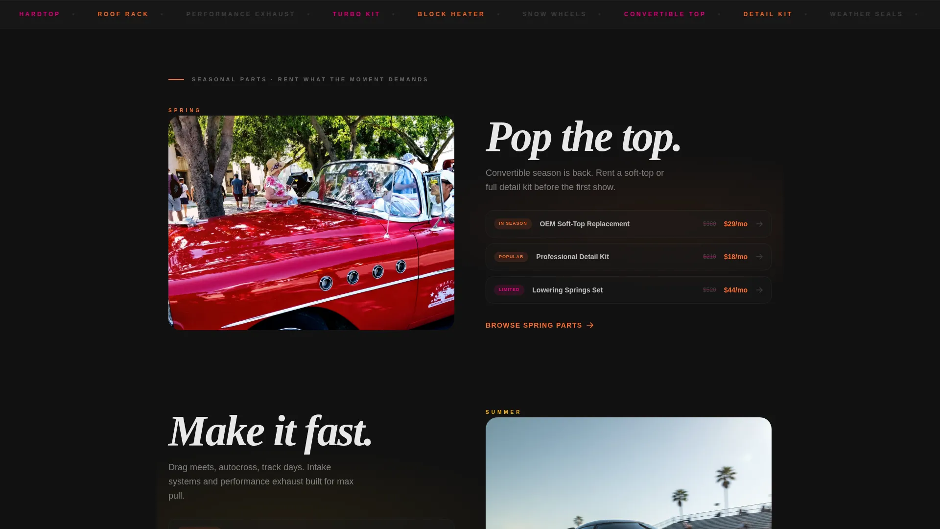 Bold Auto Parts Rental Landing Page Template