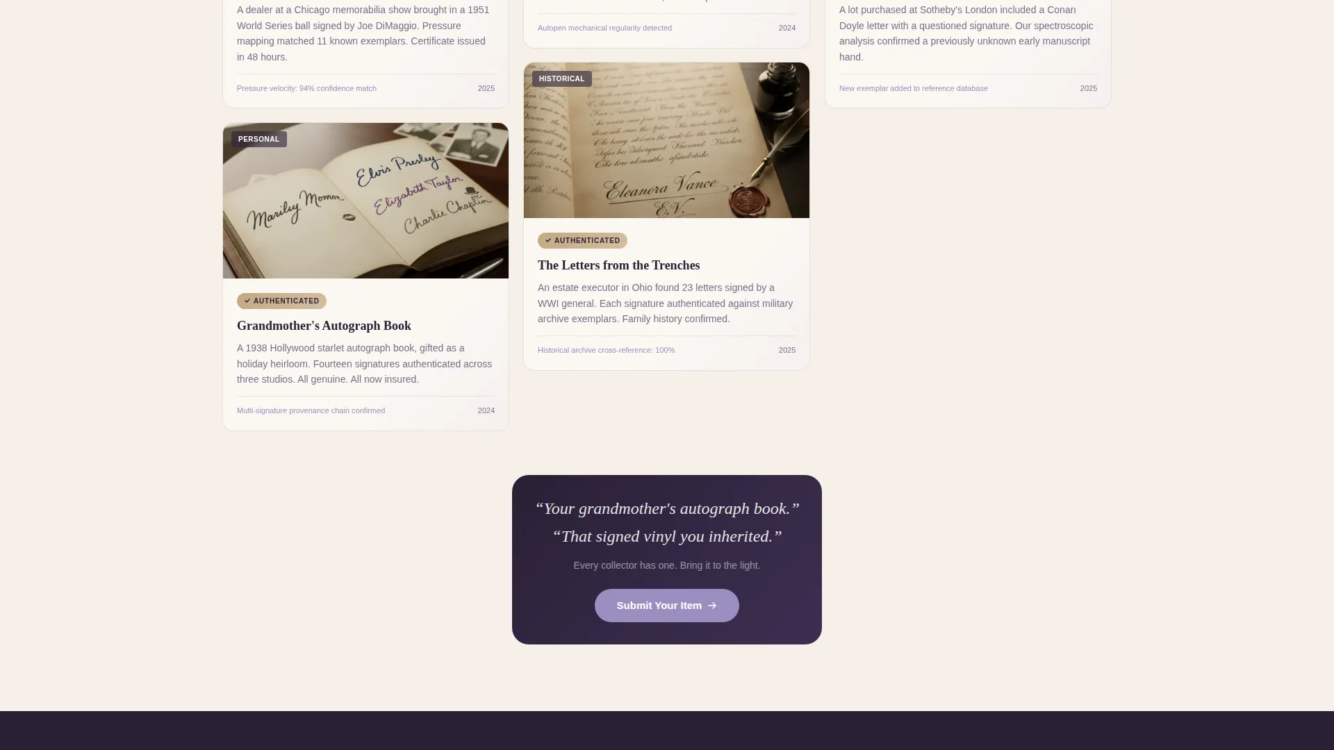 Autograph Authentication Landing Page Template
