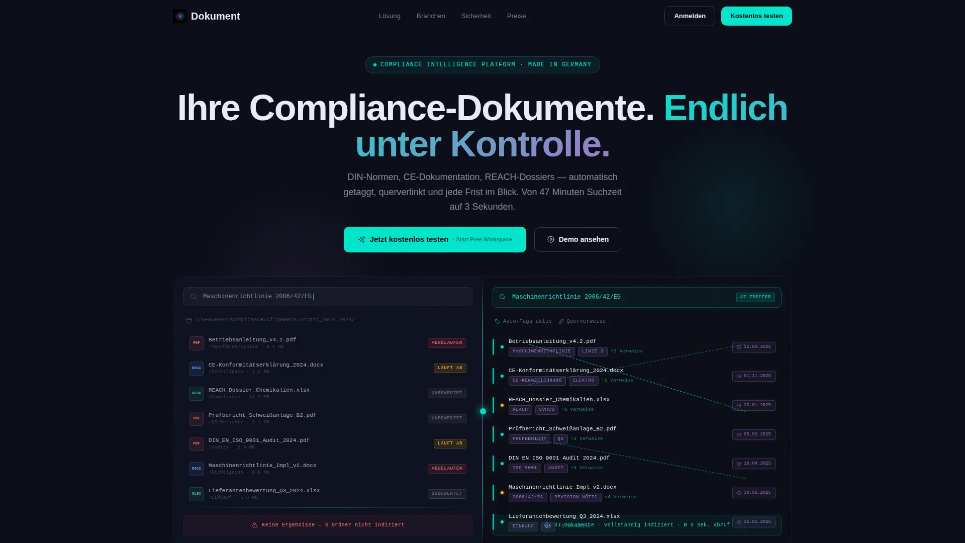 German Compliance Documentation Landing Page Template