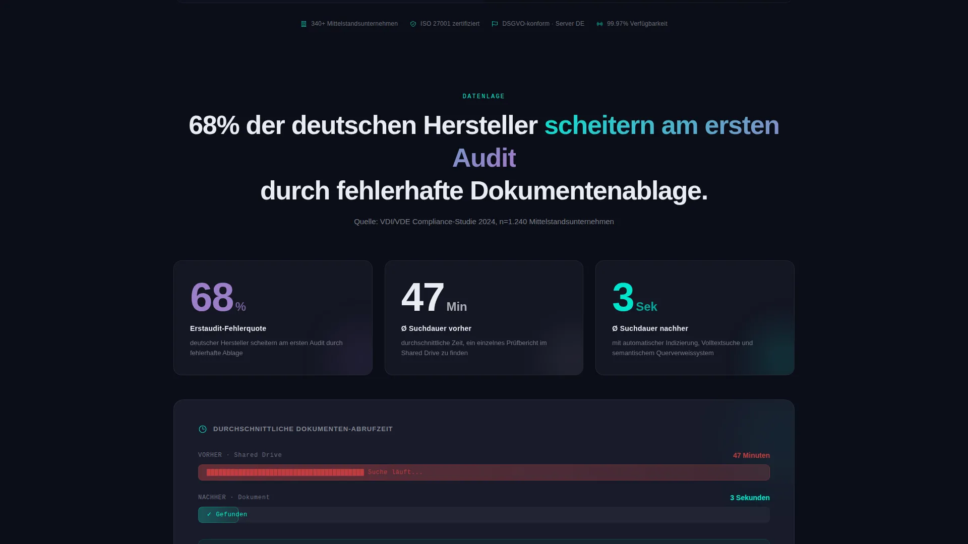 German Compliance Documentation Landing Page Template