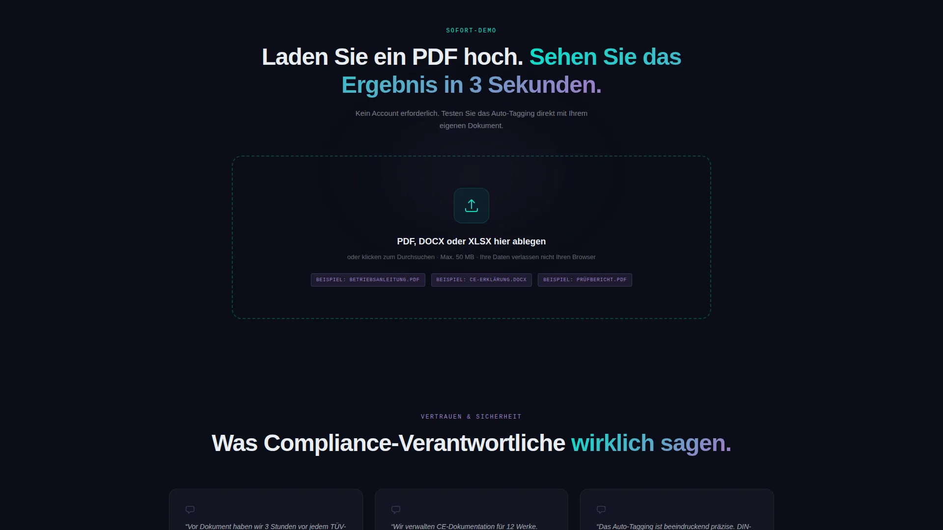 German Compliance Documentation Landing Page Template