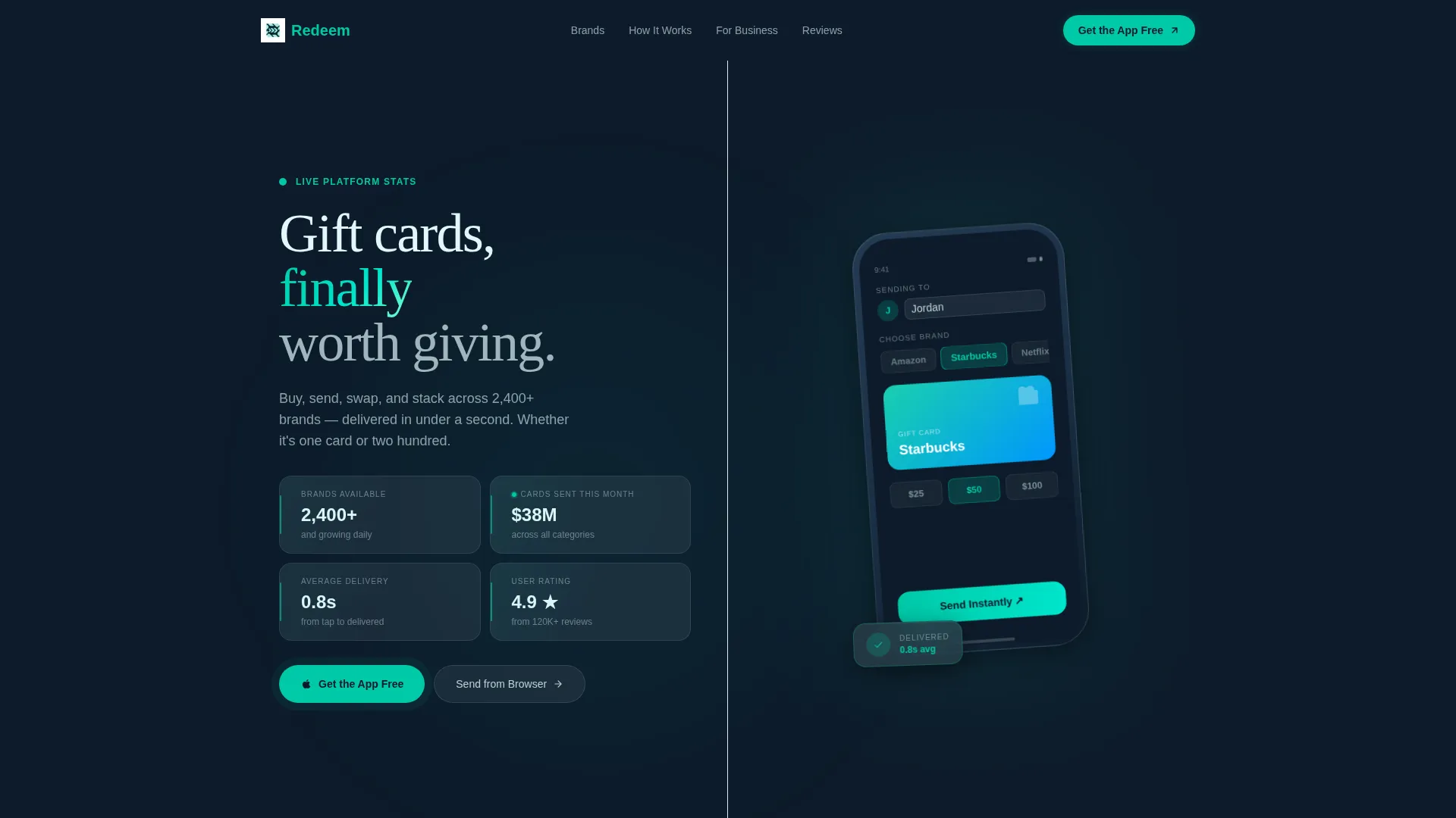 Gift Card Platform App Landing Page Template