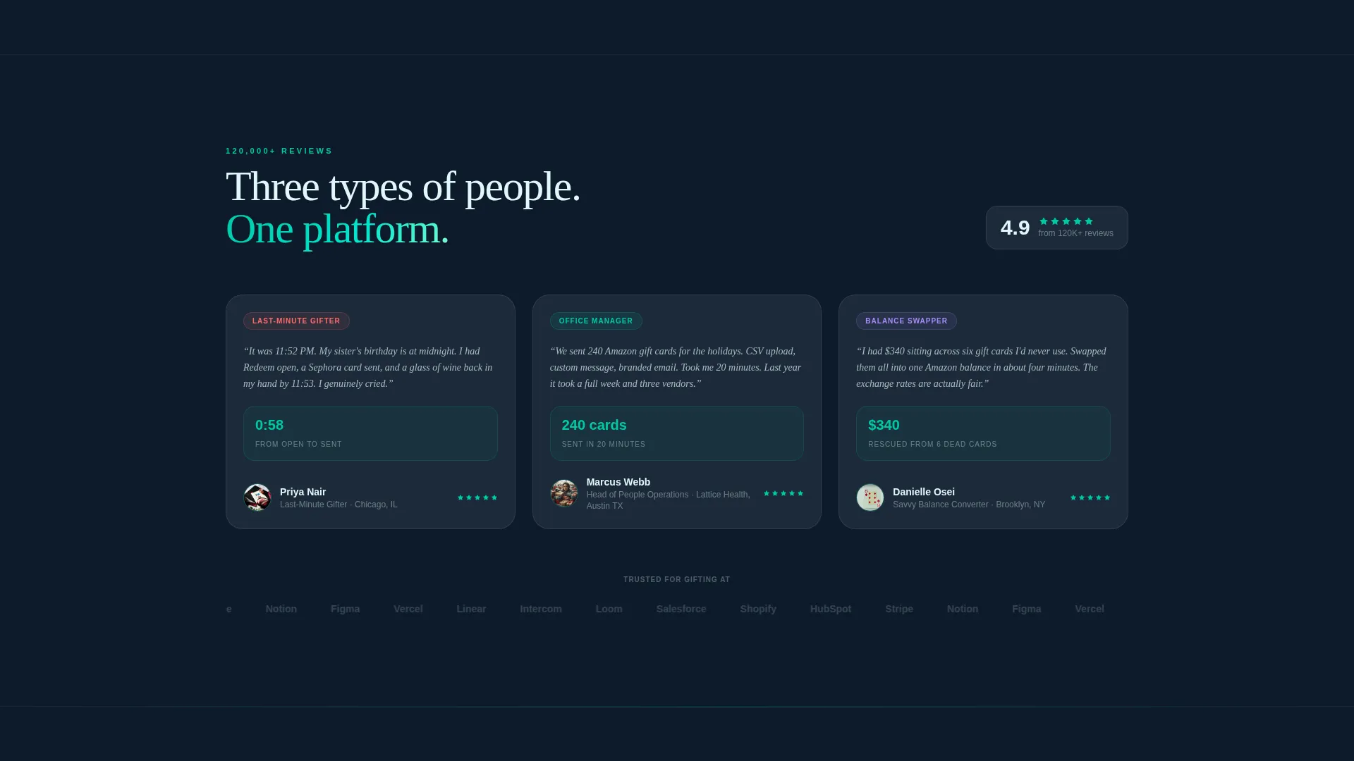 Gift Card Platform App Landing Page Template