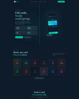 Gift Card Platform App Landing Page Template