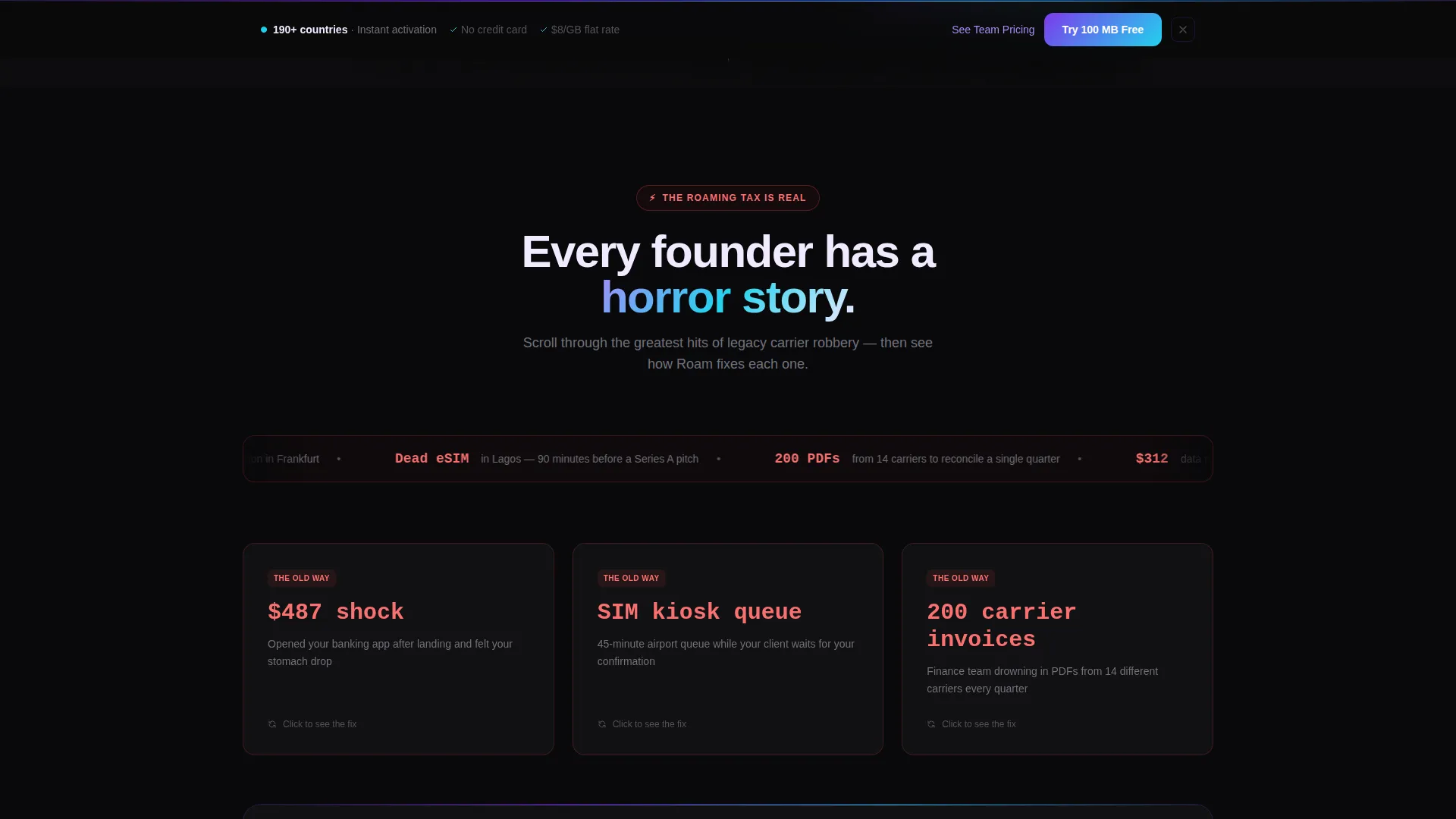 Global Roaming Service Landing Page Template