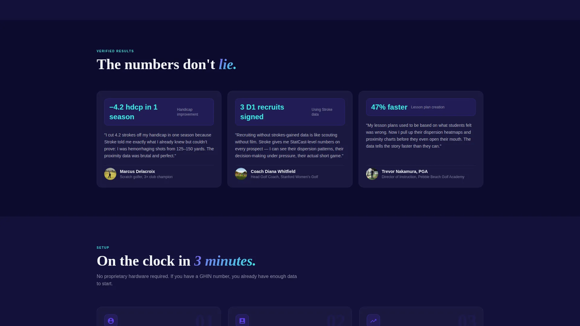 Golf Analytics Dashboard Landing Page Template