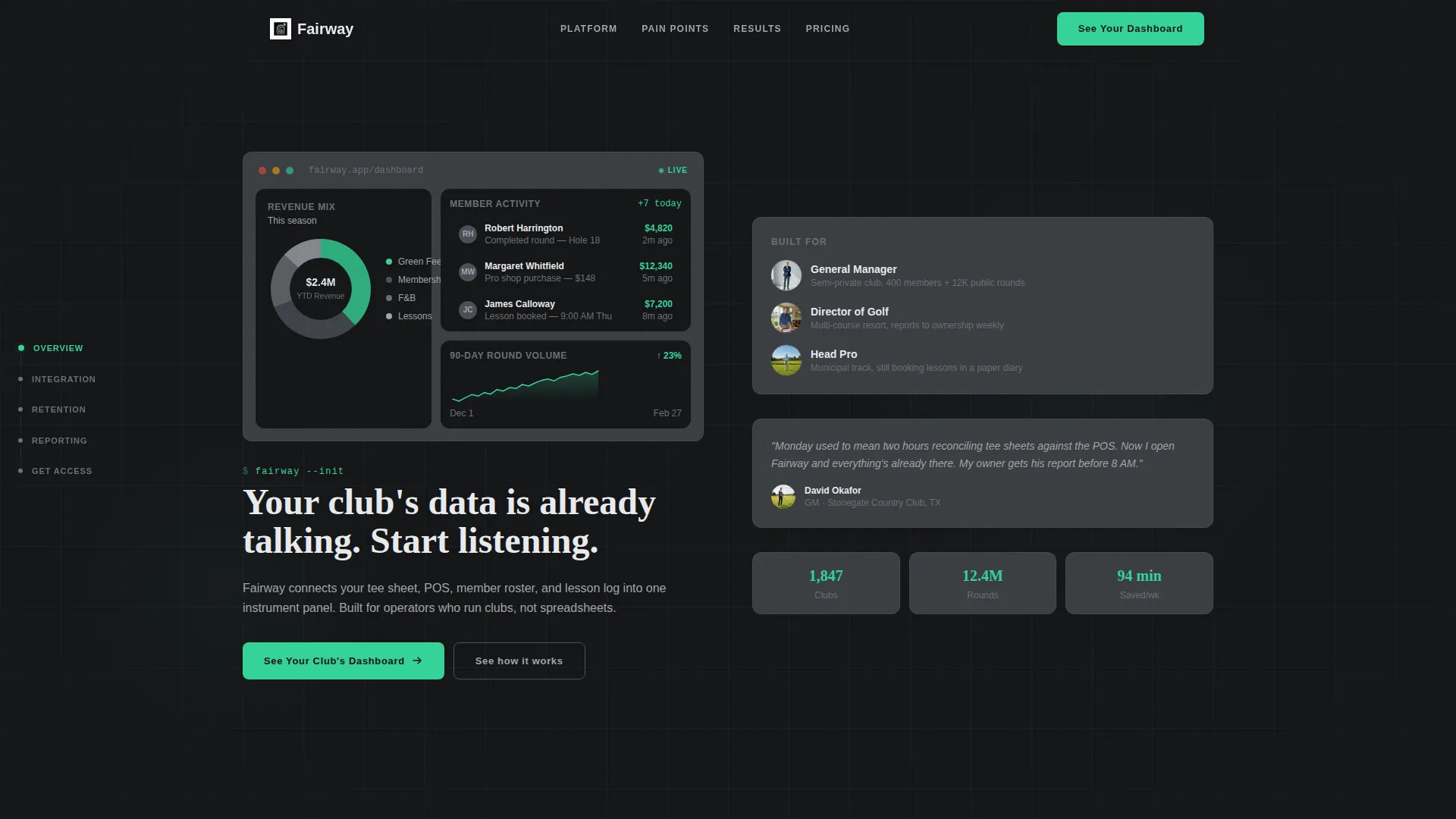 Golf CRM Landing Page Template for SaaS Teams