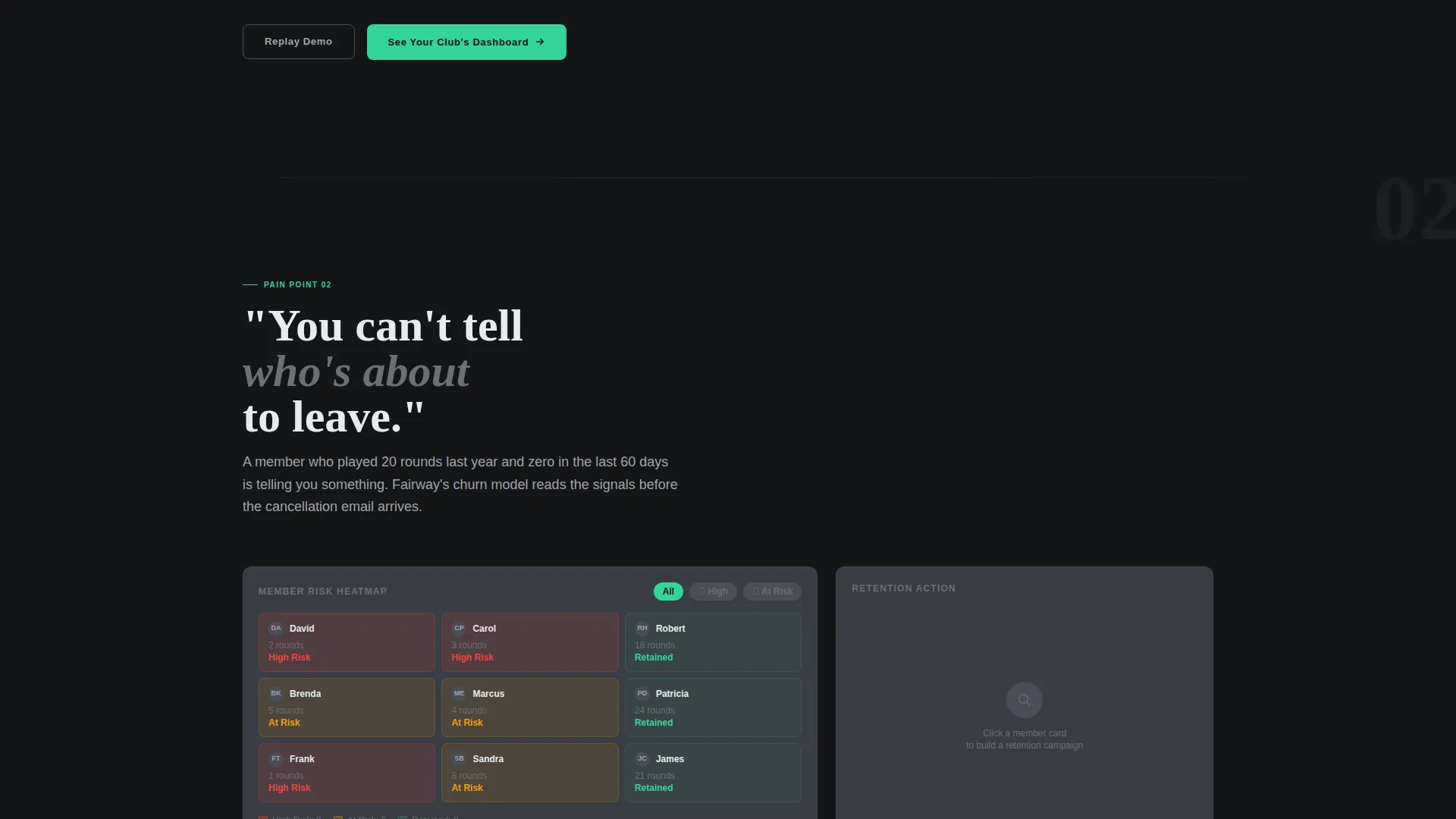 Golf CRM Landing Page Template for SaaS Teams