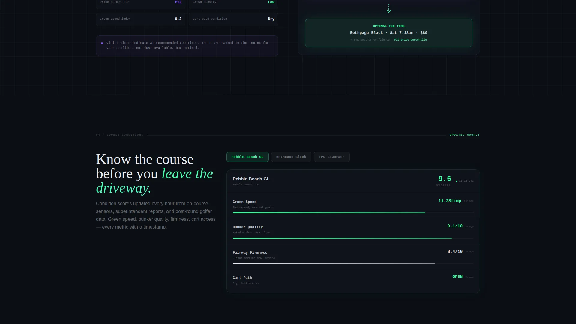 Golf Booking Landing Page Template for Tee Time Apps