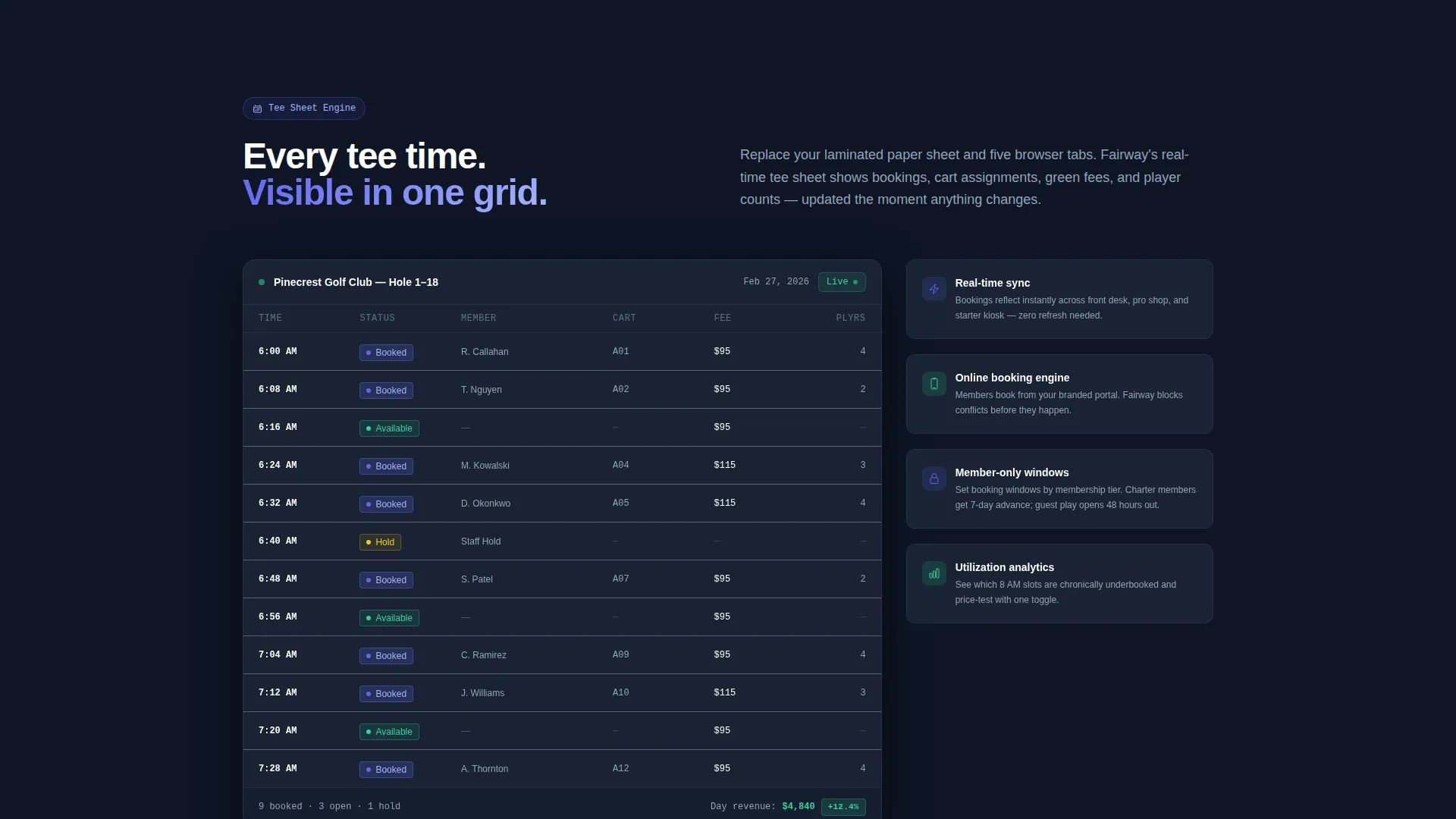 Golf Management Software Landing Page Template