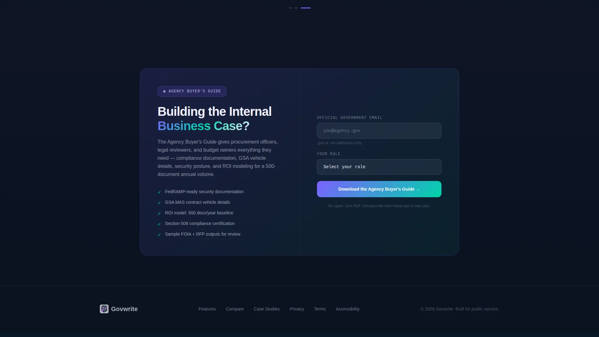Government AI Content Writer Comparison Landing Page