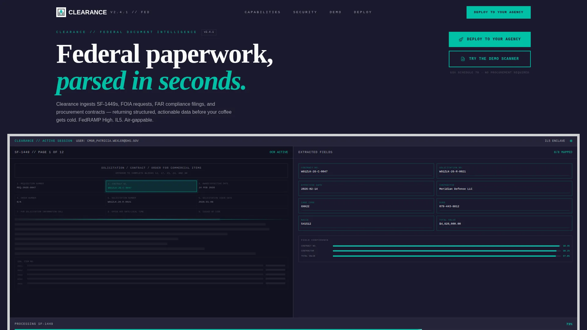 Government AI Document Processing Landing Page