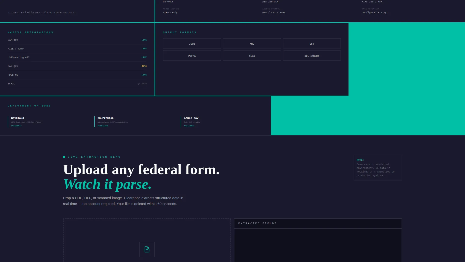 Government AI Document Processing Landing Page