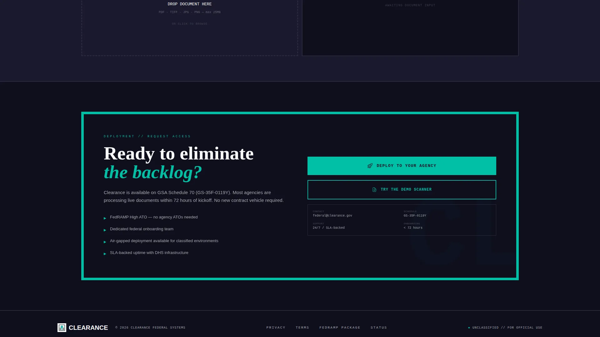 Government AI Document Processing Landing Page