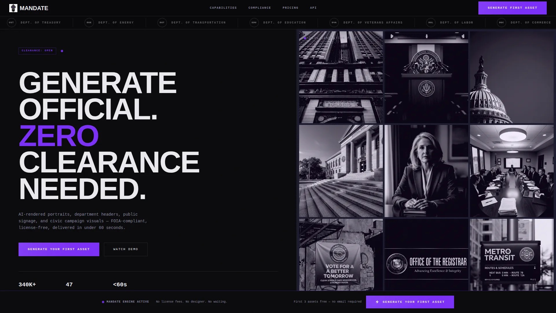 Government AI Image Generator Landing Page Template