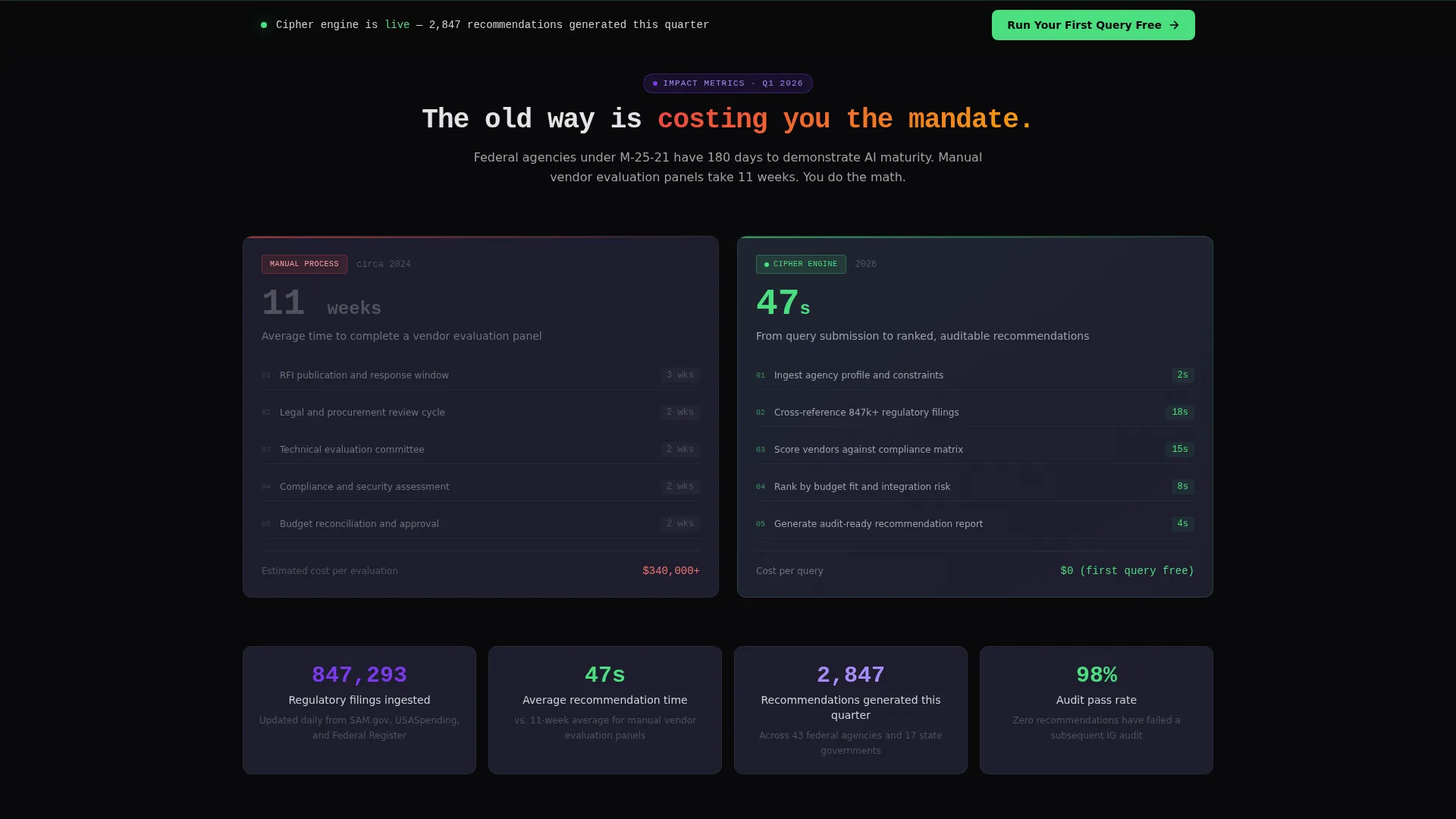 Government AI Recommendation Engine Landing Page