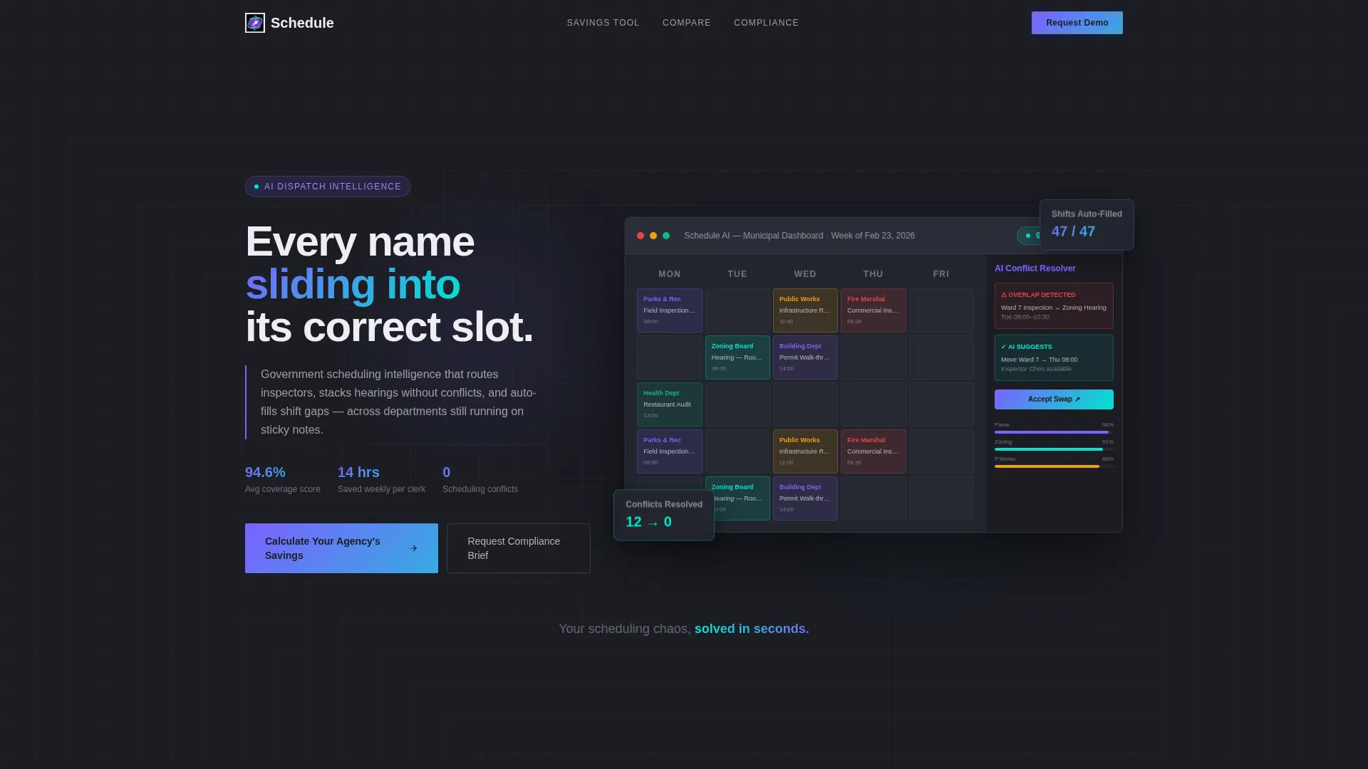 Government AI Scheduling Assistant Landing Page