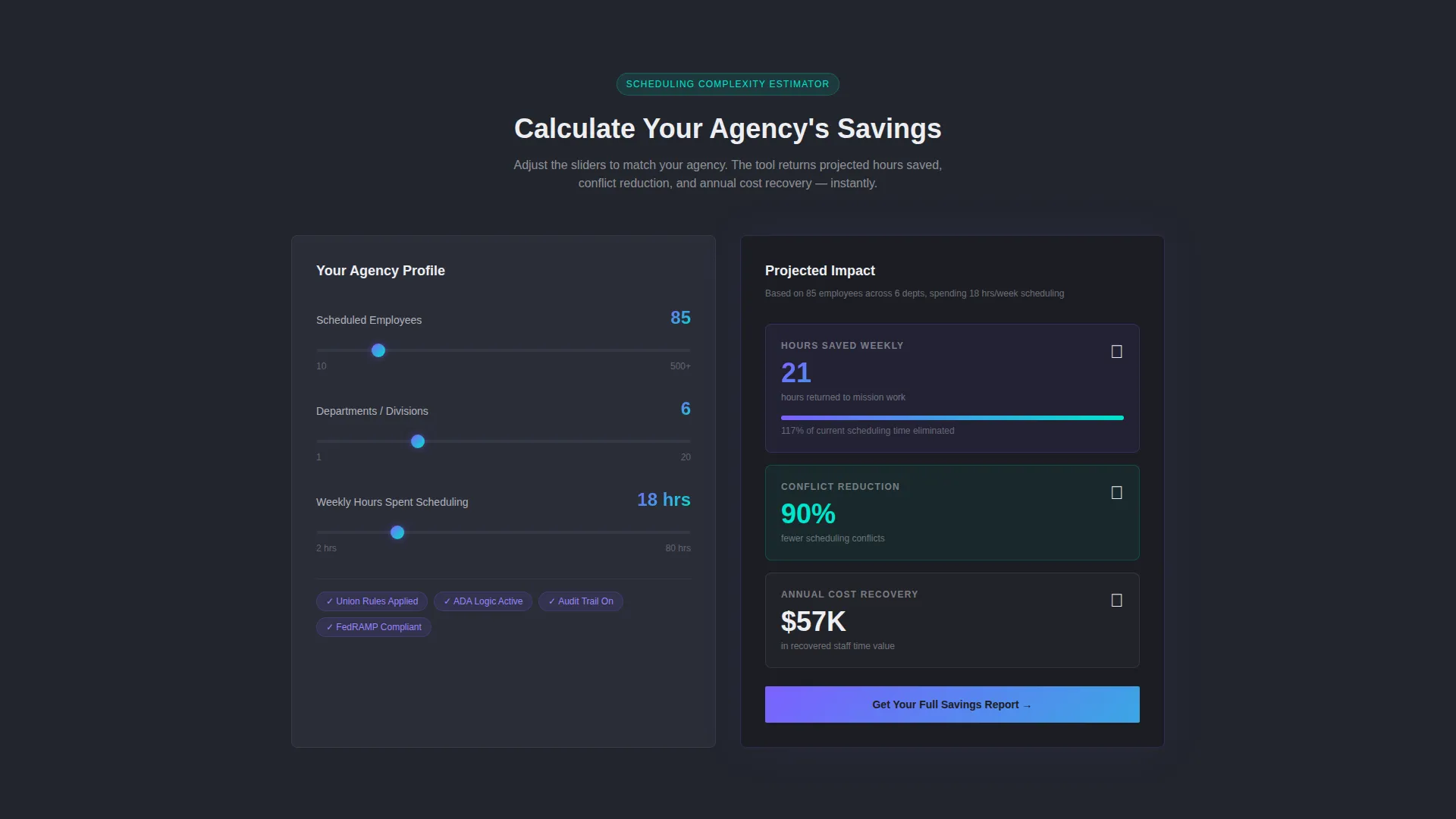 Government AI Scheduling Assistant Landing Page
