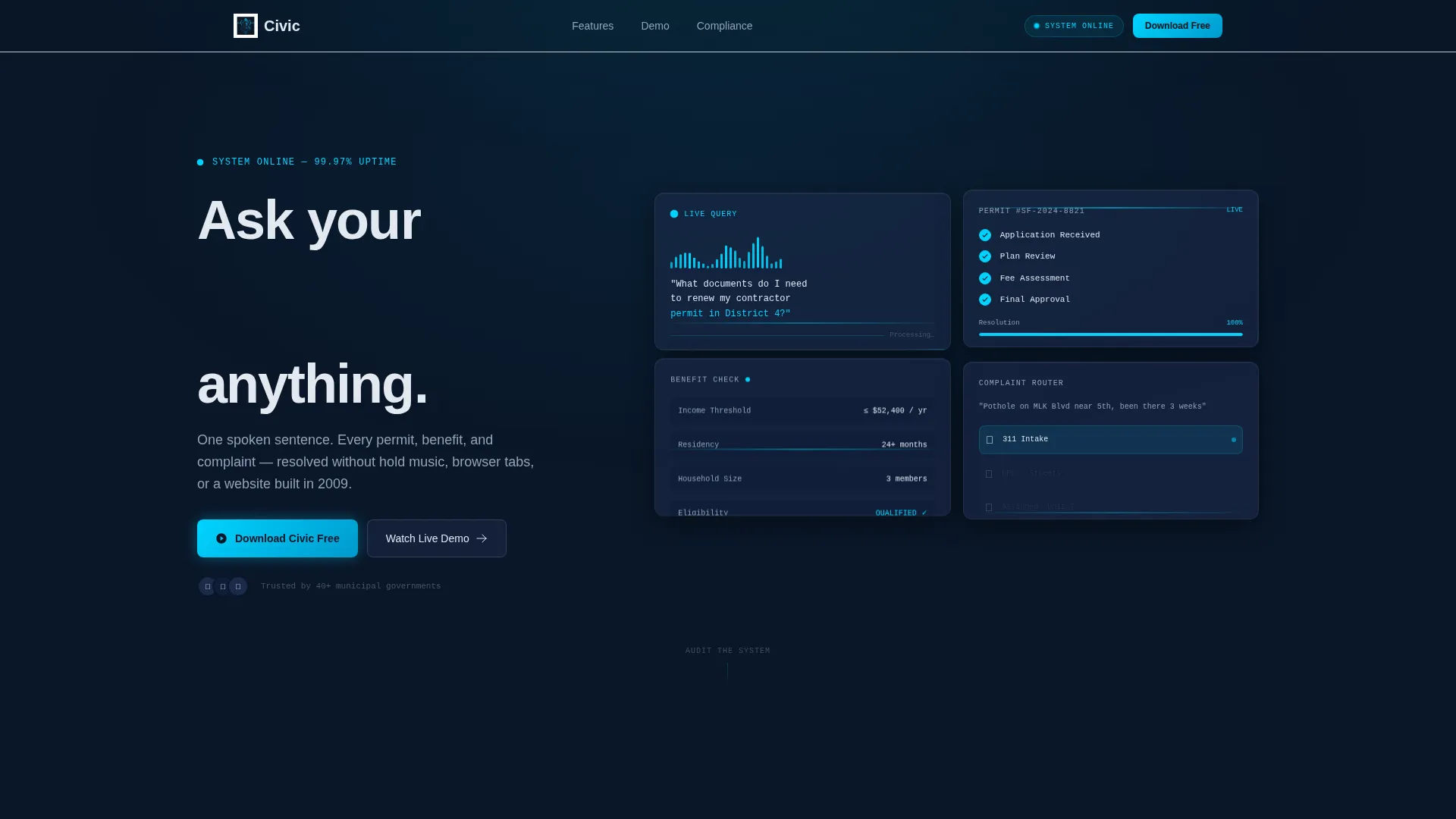 Government AI Voice Assistant Landing Page Template