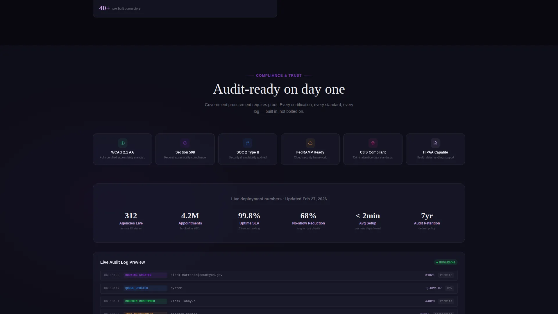 Government Booking & Scheduling Landing Page Template