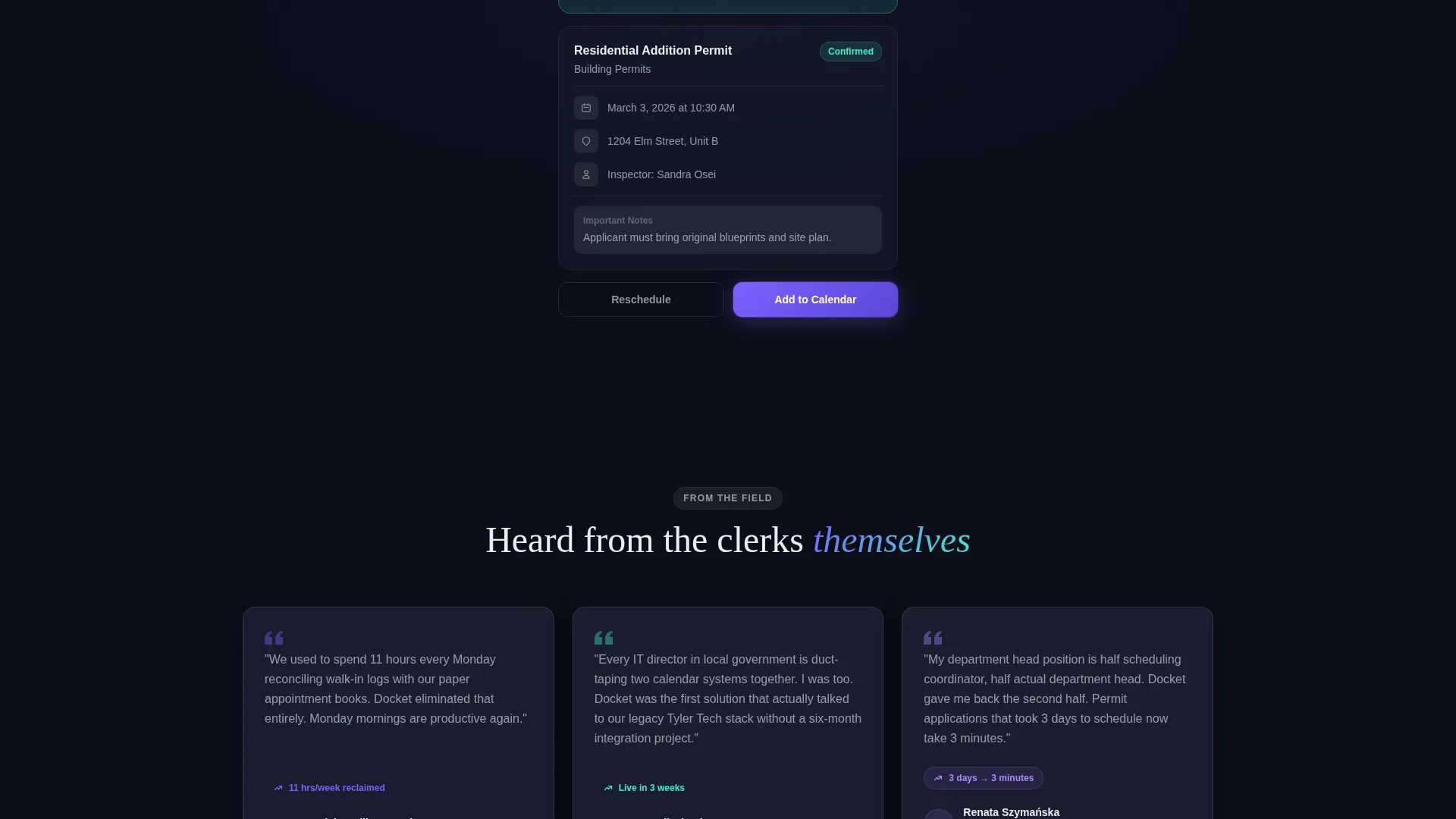 Government Booking Software Landing Page Template