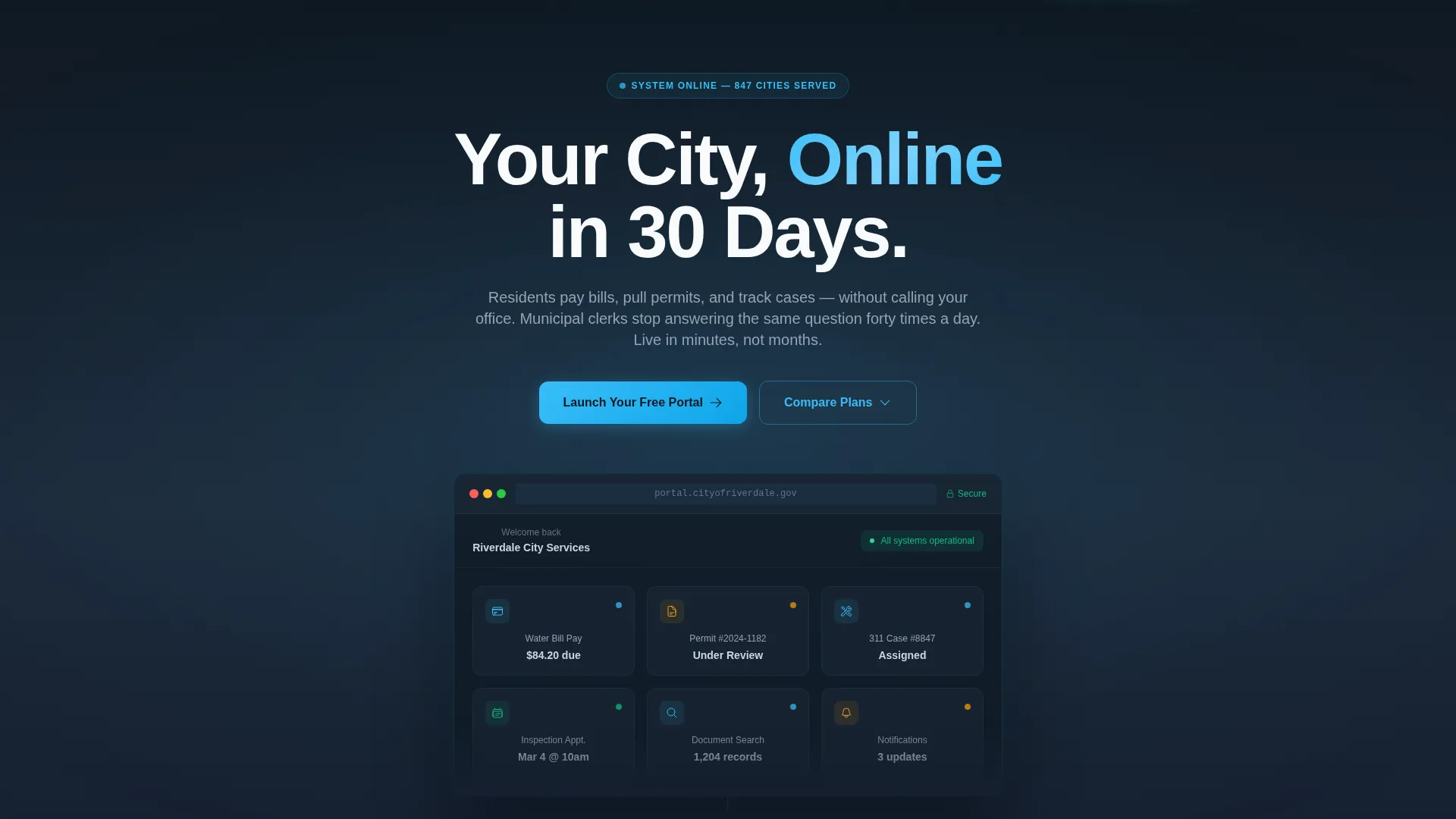 Government Customer Portal Comparison Landing Page