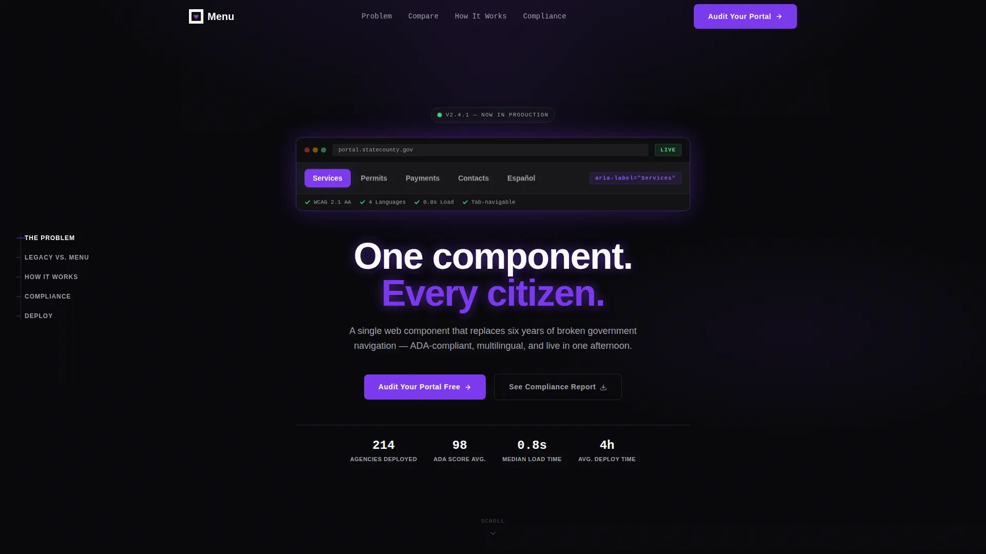 Government Digital Menu Landing Page Template