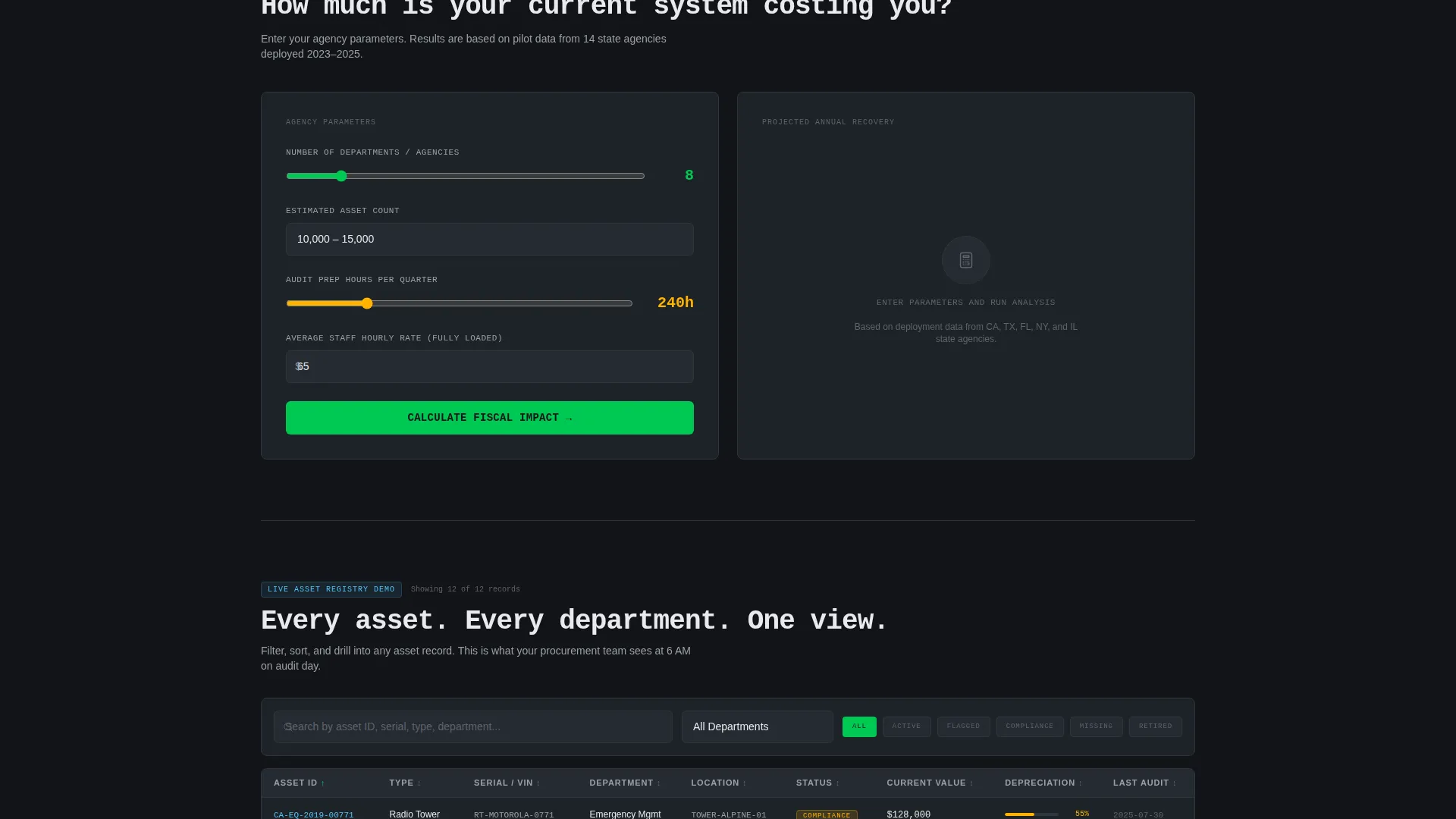 Government Asset Management Landing Page Template