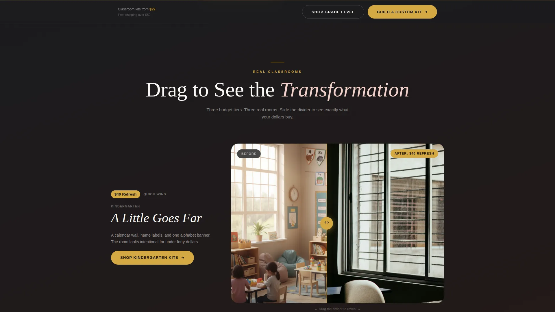 Back to School Classroom Shop Landing Page