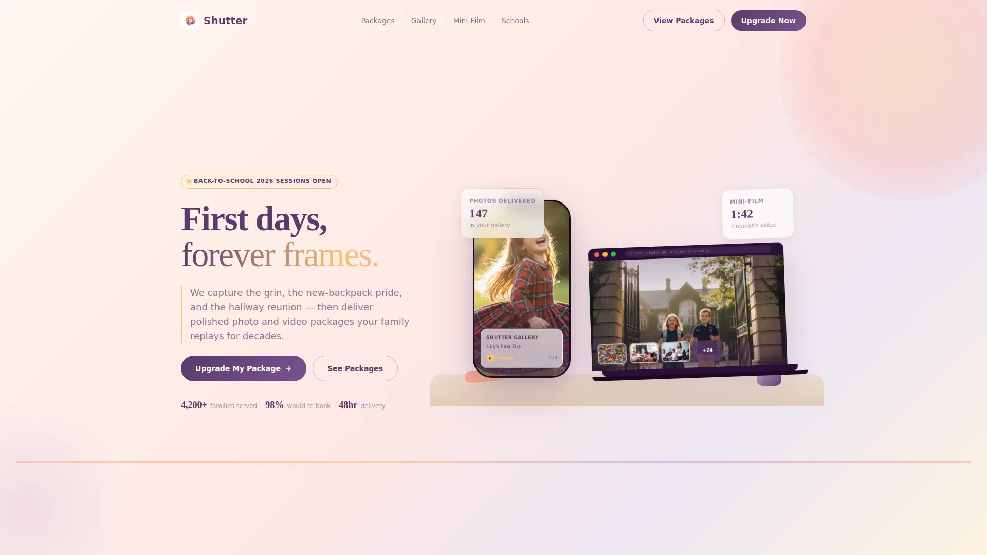 Back-to-School Photo & Video Studio Landing Page