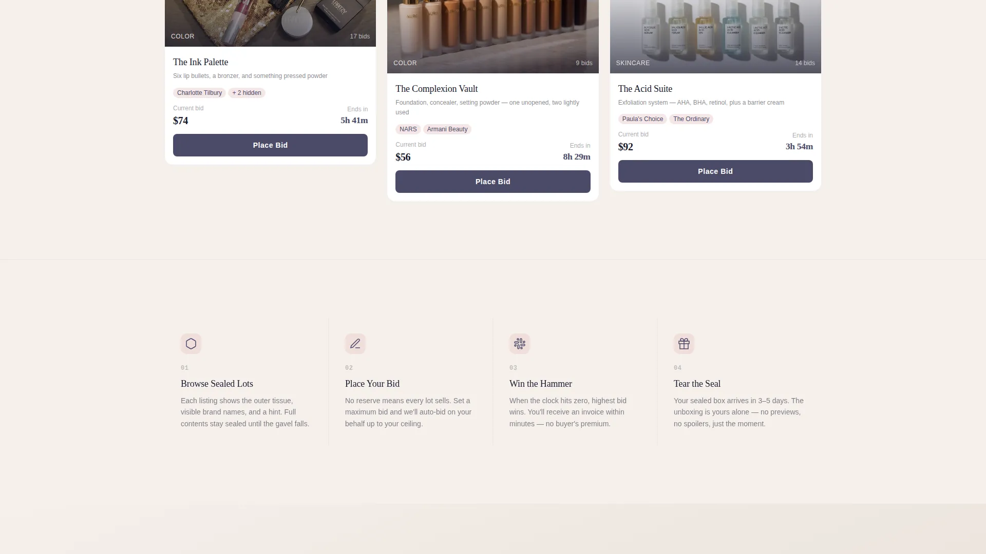 Beauty Auction Landing Page Template | Soft Gradient