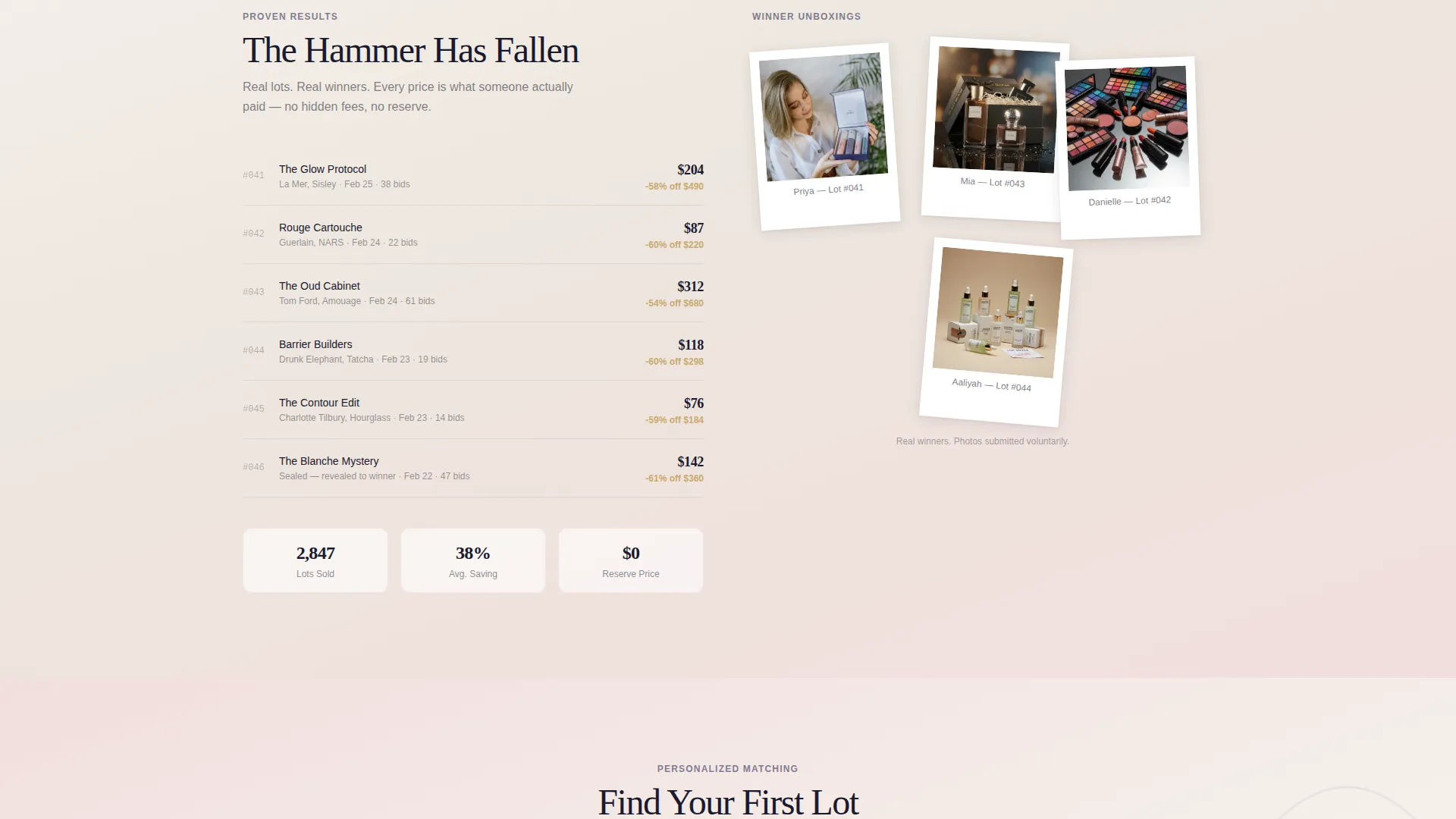 Beauty Auction Landing Page Template | Soft Gradient