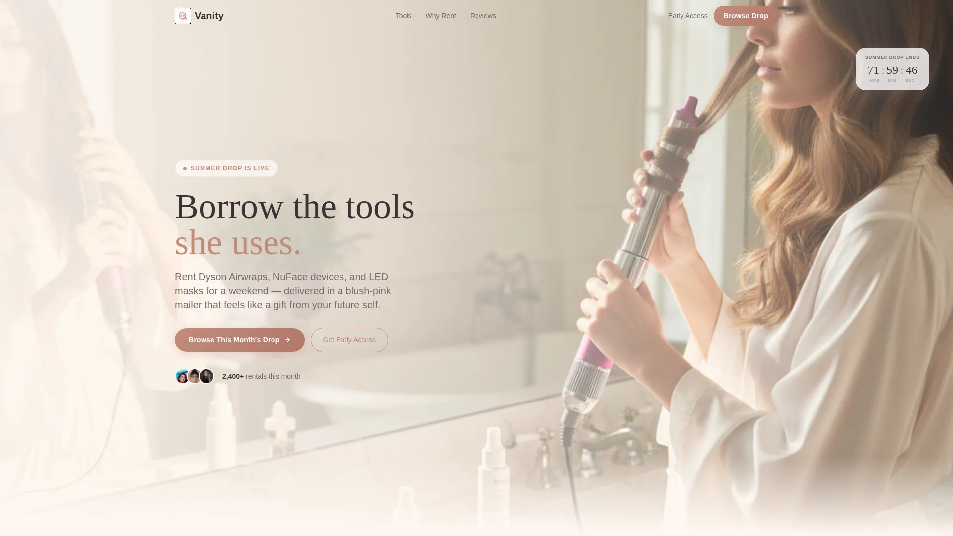 Luxe Beauty Rental Landing Page Template