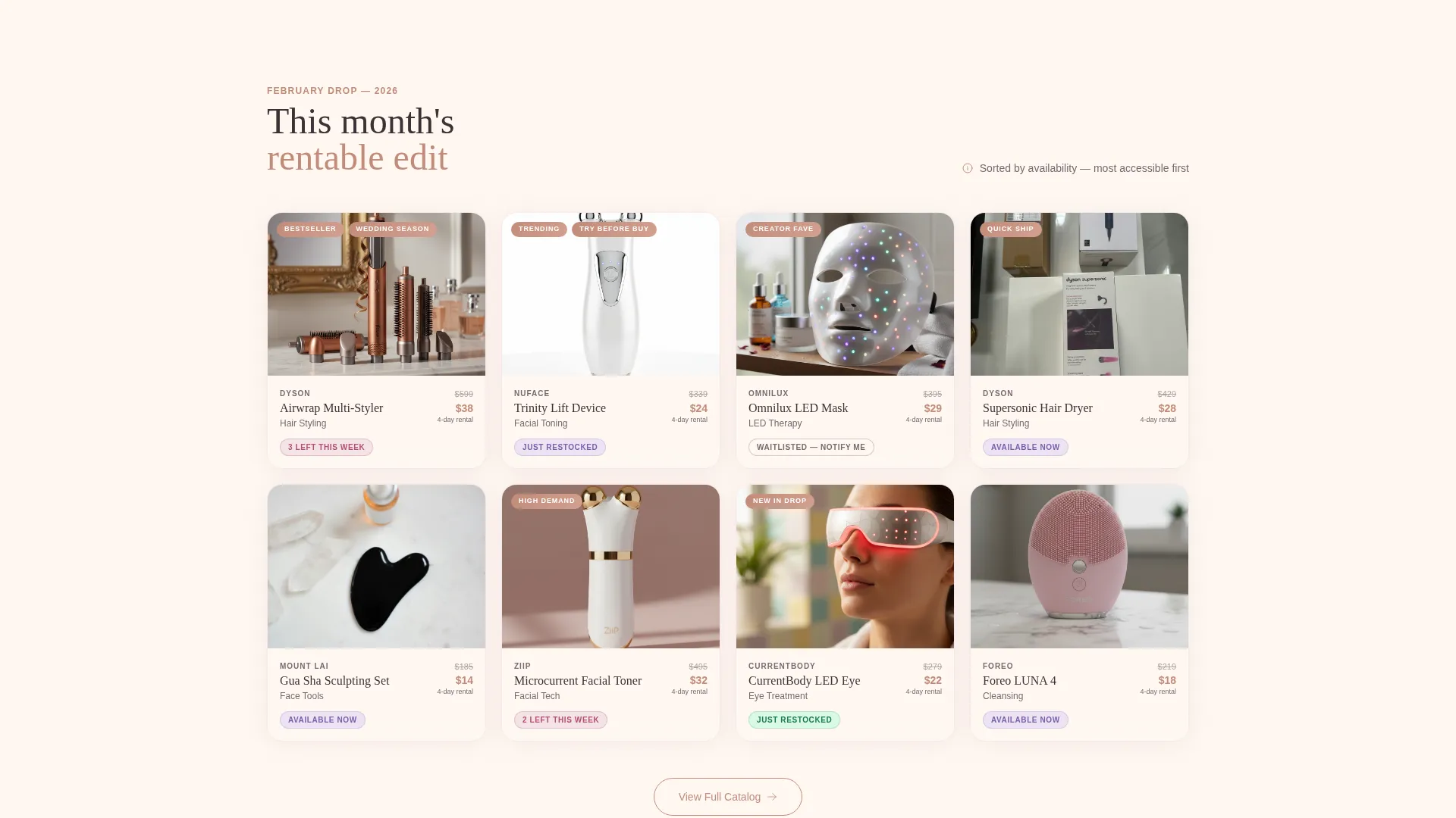 Luxe Beauty Rental Landing Page Template