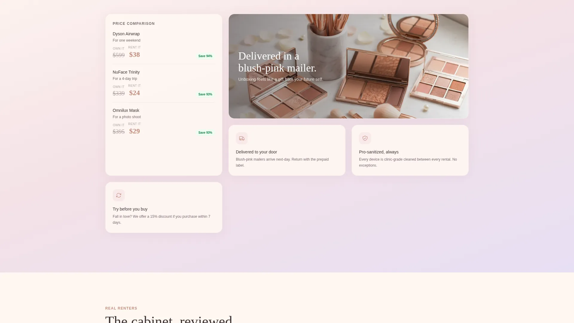 Luxe Beauty Rental Landing Page Template