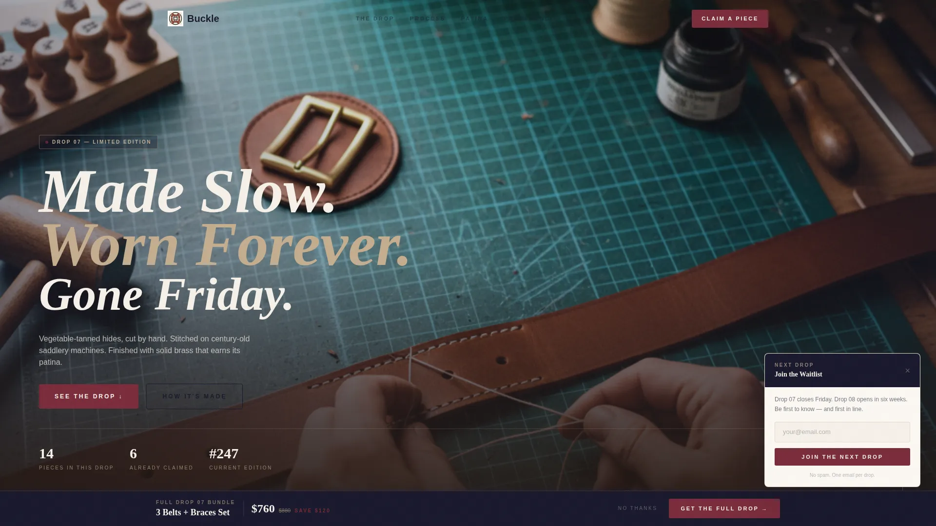 Artisan Leathergoods Landing Page Template
