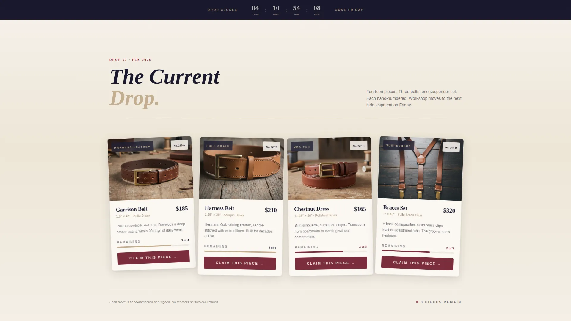 Artisan Leathergoods Landing Page Template