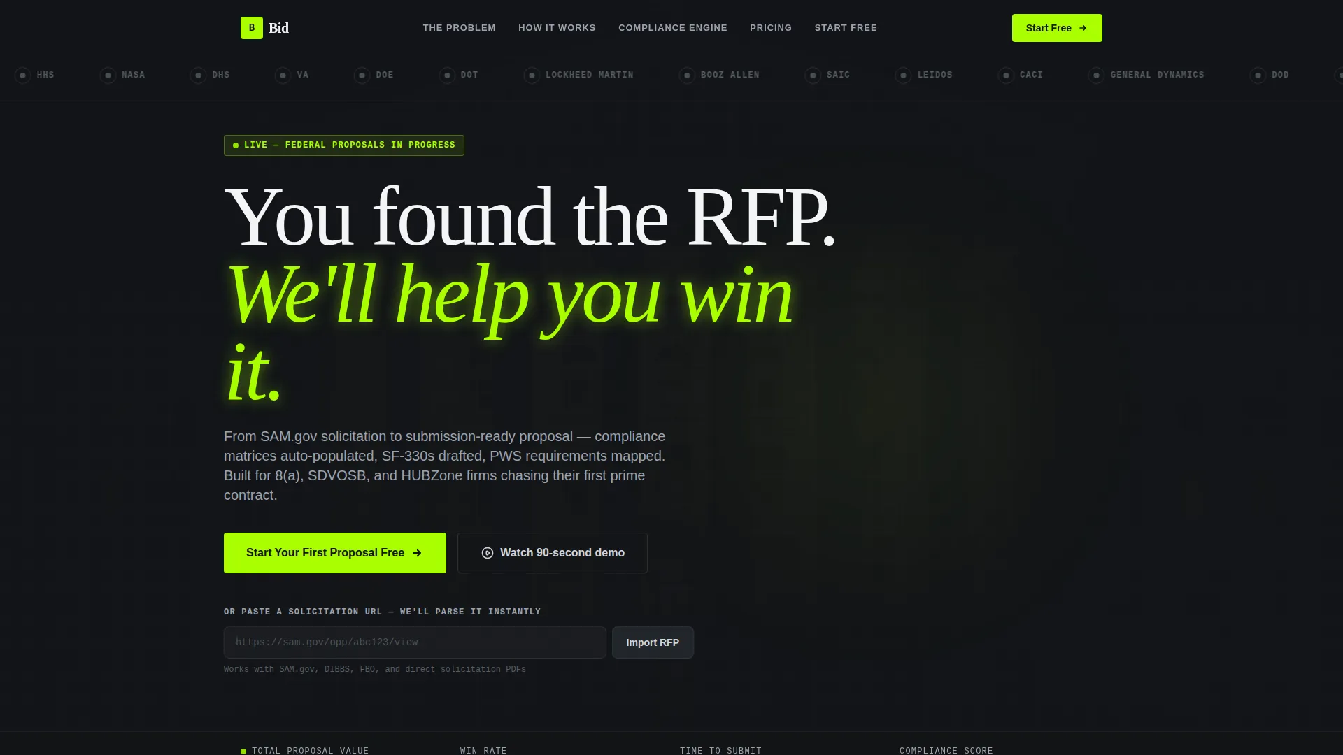 Government Proposal Landing Page Template for GovCon Teams