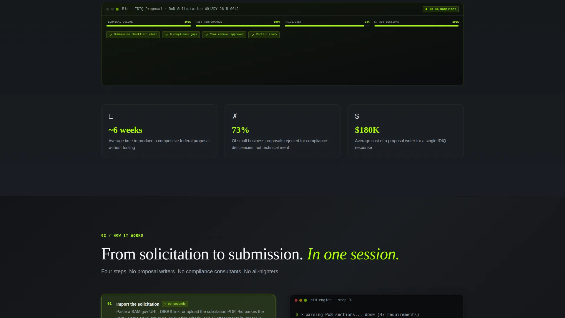 Government Proposal Landing Page Template for GovCon Teams