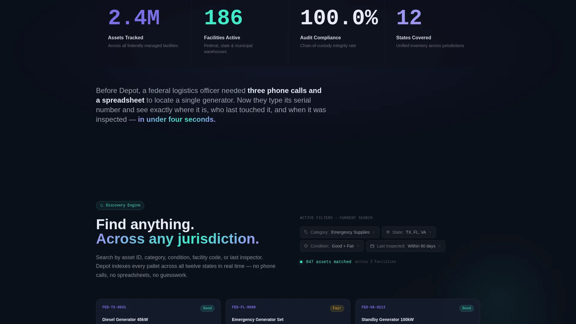 Government Warehouse Management Landing Page Template