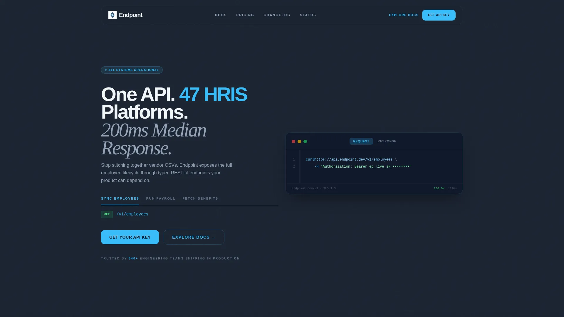 HRTech API Landing Page Template for Developers