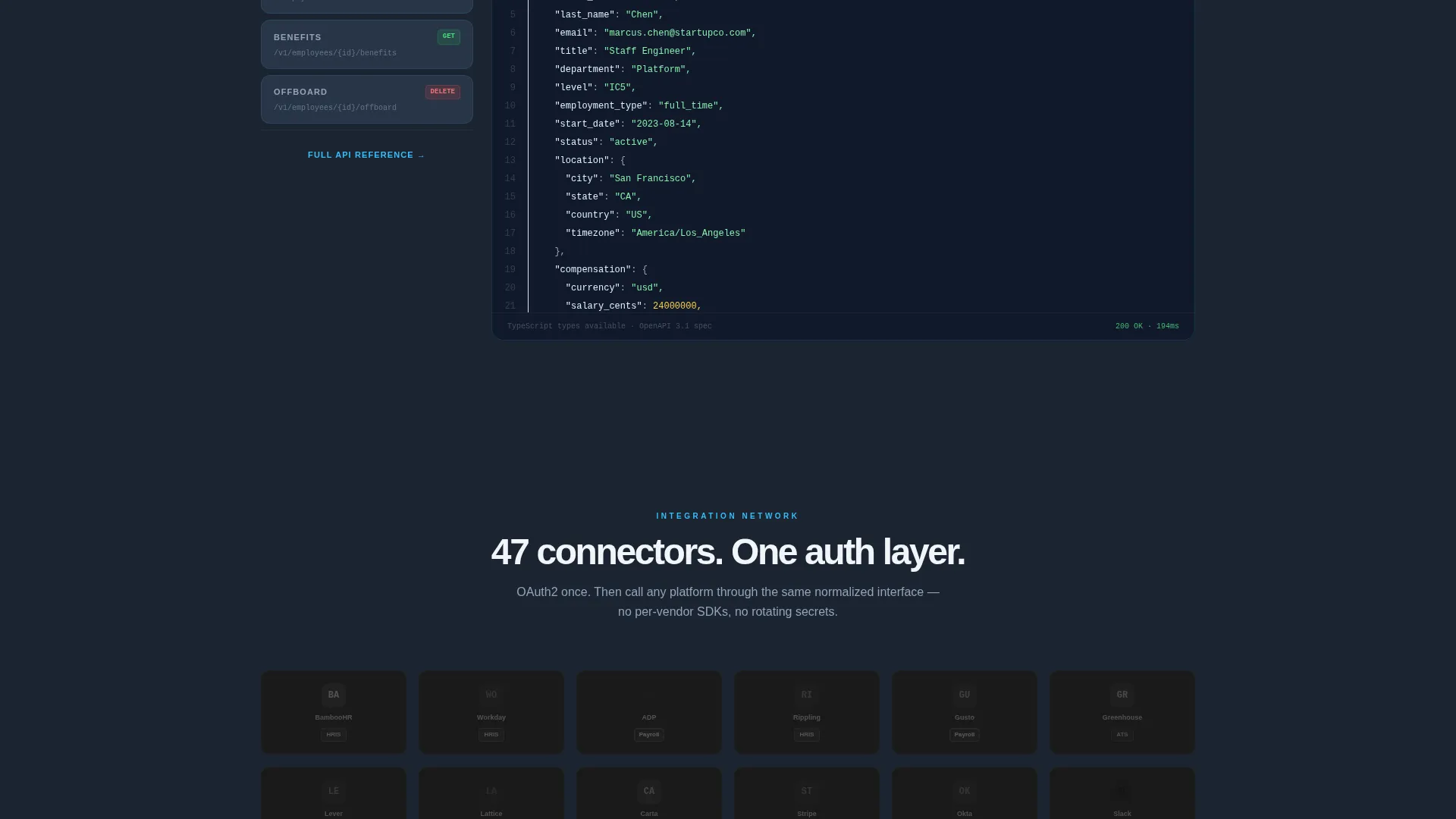 HRTech API Landing Page Template for Developers